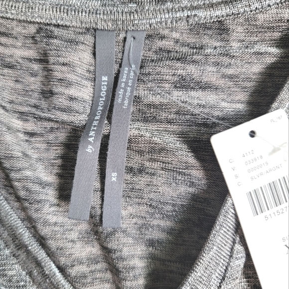 NWT ANTHROPOLOGIE Silver Black & Gray Shimmer Top Blouse Shirt Size XS - Picture 9 of 11